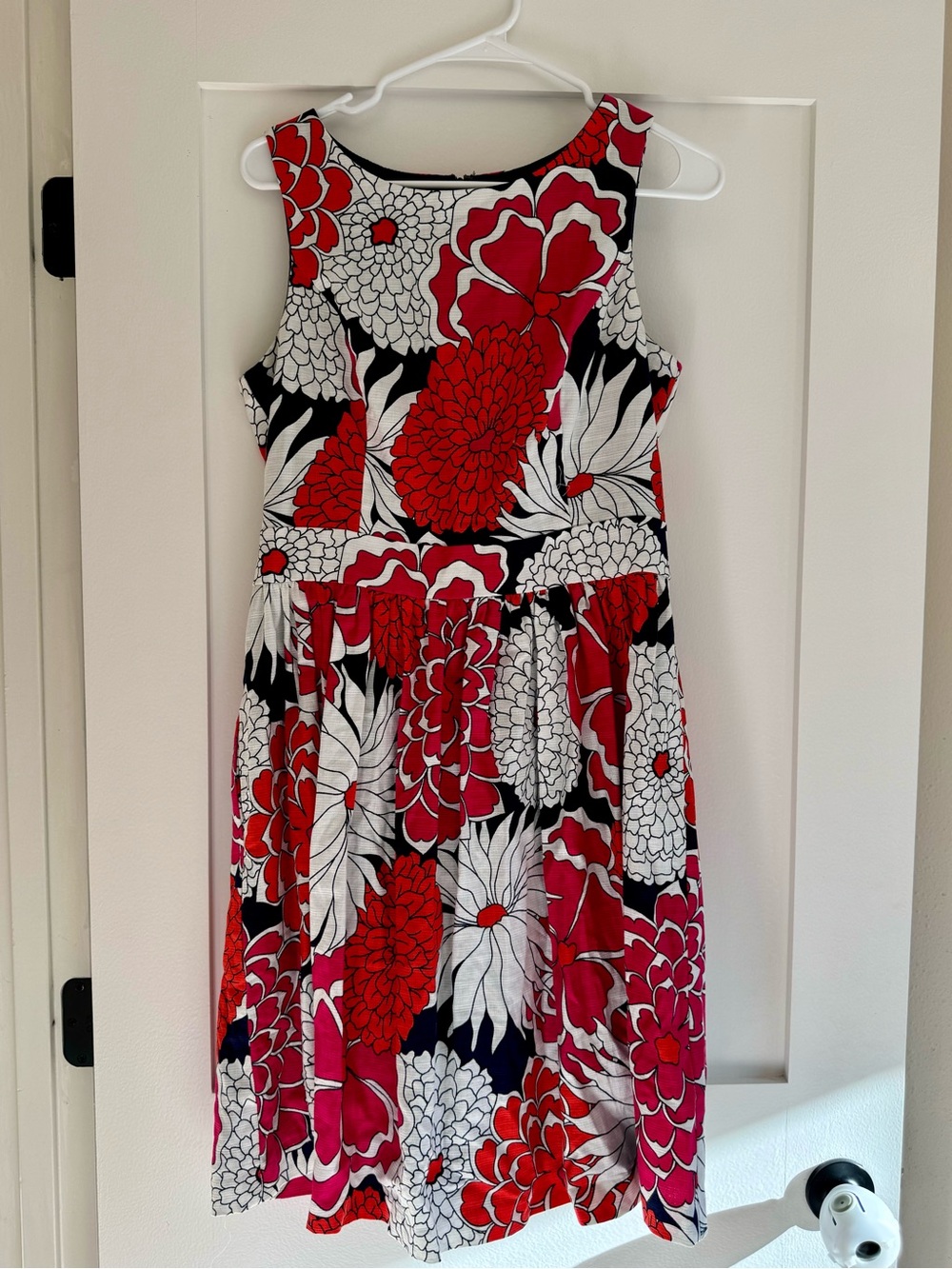 Eliza J Navy Sheath Dress with Pink & Red Floral Print